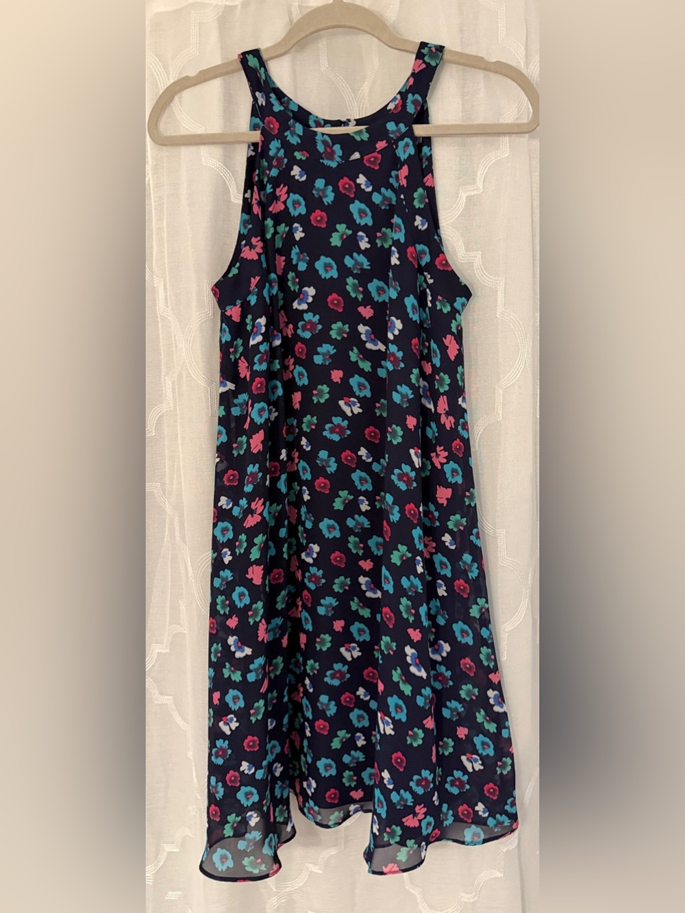 Betsey Johnson Navy Floral Swing Dress Size Small - Picture 2 of 8